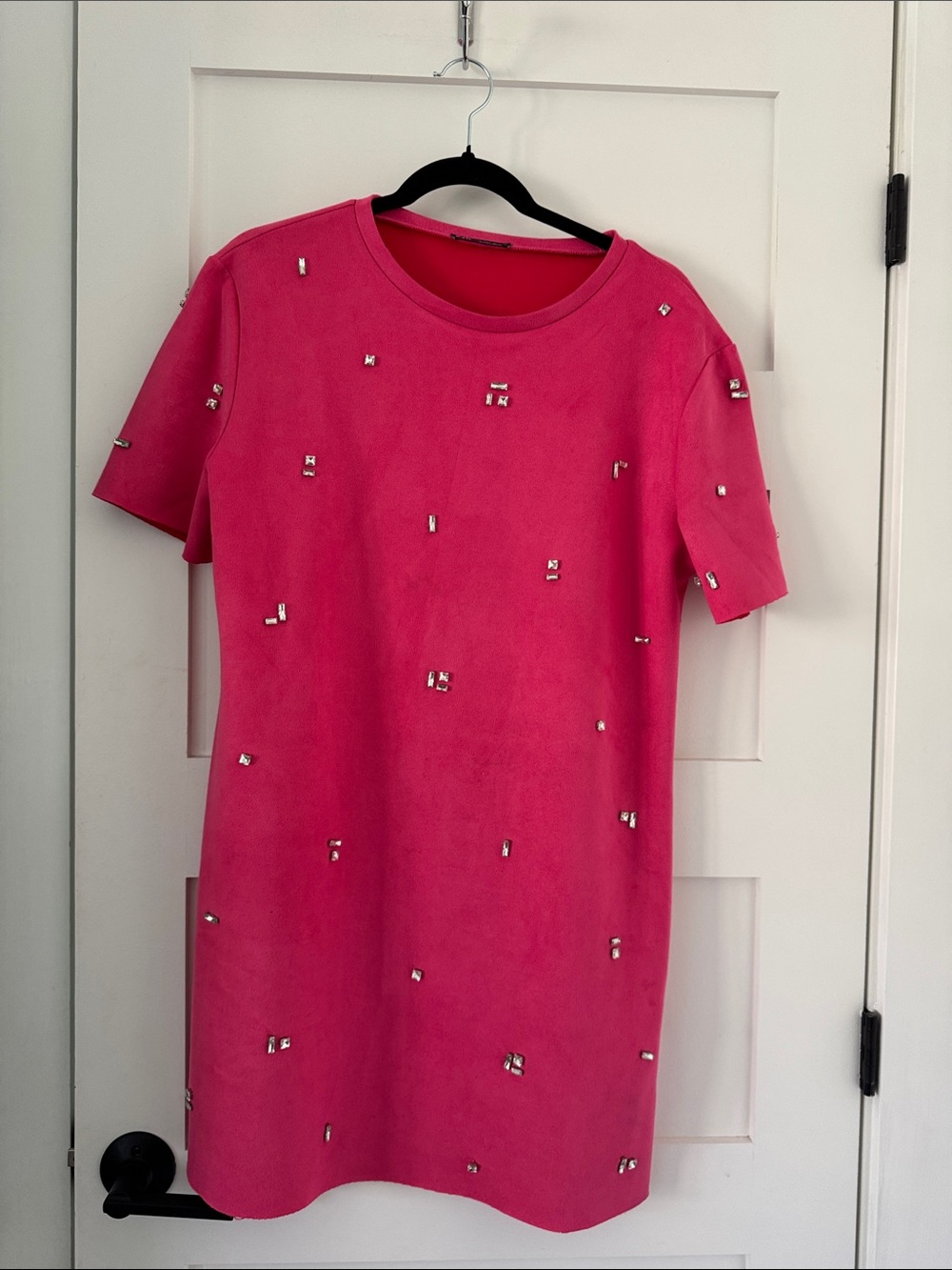 ZARA Vibrant Hot Pink Crewneck Dress